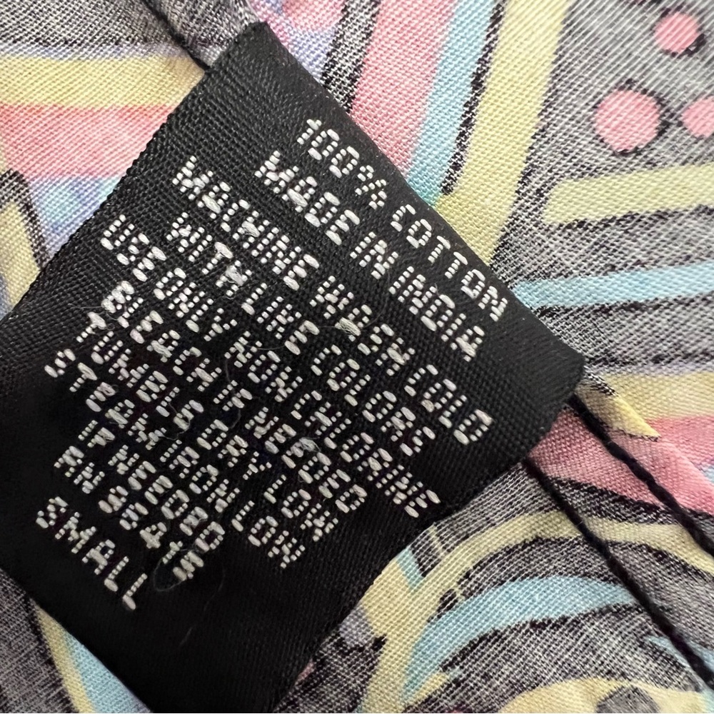 Super Massive retro 90’s Vapor Wave collared colorful geometric shirt cotton S - Picture 7 of 8